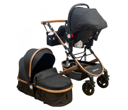 Carucior 3 in 1, Geanta de scutece, Suspensie dinamica, Negru [4]