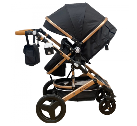 Carucior 3 in 1, Geanta de scutece, Suspensie dinamica, Negru [2]