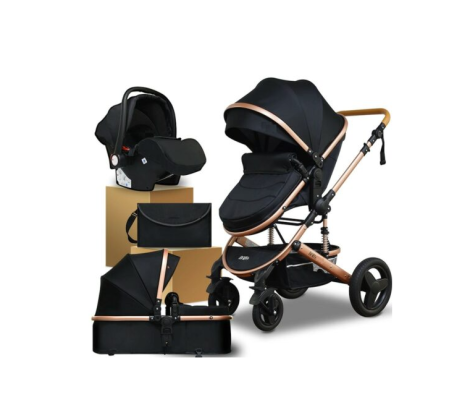 Carucior 3 in 1, Geanta de scutece, Suspensie dinamica, Negru [1]