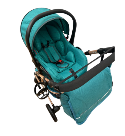 Carucior 3 in 1, Geanta de scutece, Suspensie dinamica, Turcoise [2]