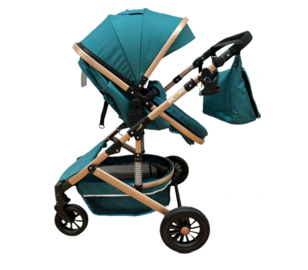 Carucior 3 in 1, Geanta de scutece, Suspensie dinamica, Turcoise [7]