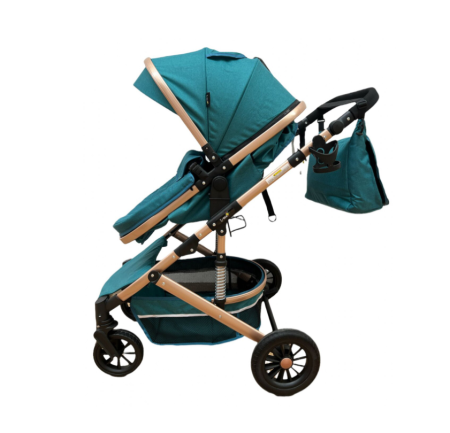 Carucior 3 in 1, Geanta de scutece, Suspensie dinamica, Turcoise [6]