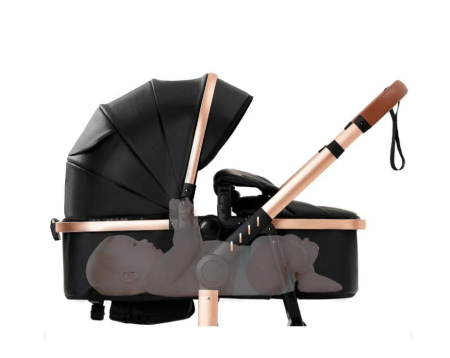 Carucior 3 in 1, Geanta de scutece, Suspensii,  Cadru ergonomic si ranforsat, Rezistent la umiditate, Negru [7]