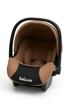 Carucior 3 in 1, Suspensie dinamica pe roti, Geanta inclusa, strangere compacta, Belecoo, Maro cu negru [8]