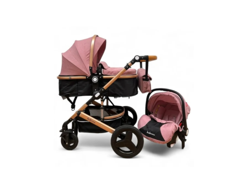 Carucior 3 in 1, Suspensie dinamica pe roti, Geanta inclusa, strangere compacta, Belecoo, Mov cu Negru [2]