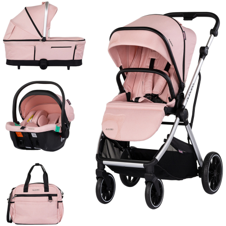Carucioare - Carucior Chipolino Aurora 3 in 1 powder pink