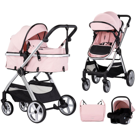 Pentru bebe - Carucior Chipolino Vista 3 in 1 pink marshmallow