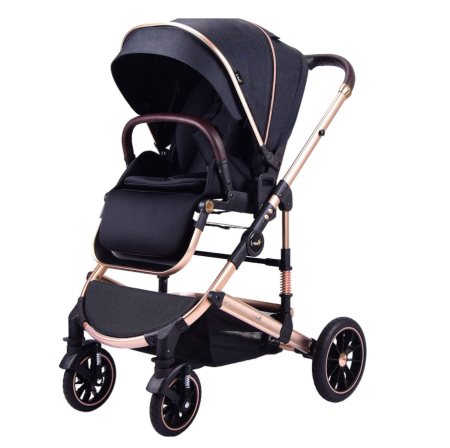 Carucior copii, 0-3 ani, Cu suspensii, Landou reversibil, Pozitie de somn, Negru [2]