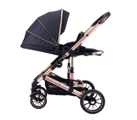 Carucior copii, 0-3 ani, Cu suspensii, Landou reversibil, Pozitie de somn, Negru [1]