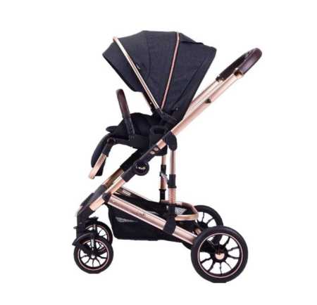 Carucior copii, 0-3 ani, Cu suspensii, Landou reversibil, Pozitie de somn, Negru [4]