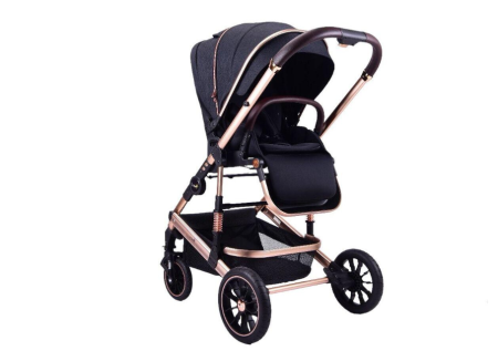 Carucior copii, 0-3 ani, Cu suspensii, Landou reversibil, Pozitie de somn, Negru [3]