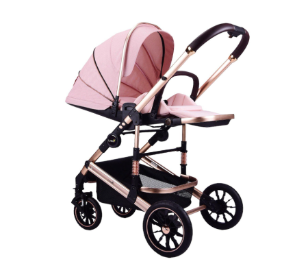 Carucior copii, 0-3 ani, Cu suspensii, Landou reversibil, Pozitie de somn, Pink [2]