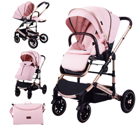 Carucior sport - Carucior copii, 0-3 ani, Cu suspensii, Landou reversibil, Pozitie de somn, Pink