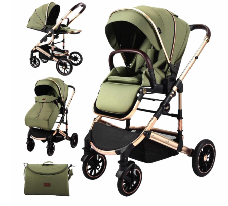 Carucior sport - Carucior copii, 0-3 ani, Cu suspensii, Landou reversibil, Pozitie de somn, Verde