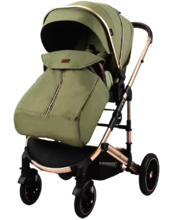 Carucior copii, 0-3 ani, Cu suspensii, Landou reversibil, Pozitie de somn, Verde [4]