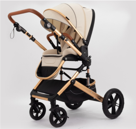 Carucior copii, 0-36 luni, Cu suspensii, Maner reversibil, Orginal L-Sun, Husa picioare detasabila, Bej [5]