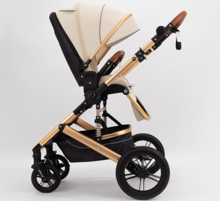 Carucior copii, 0-36 luni, Cu suspensii, Maner reversibil, Orginal L-Sun, Husa picioare detasabila, Bej [3]