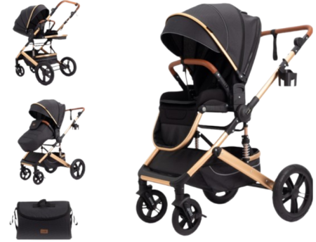 Carucior sport - Carucior copii, 0-36 luni, Cu suspensii, Maner reversibil, Orginal L-Sun, Husa picioare detasabila, Negru