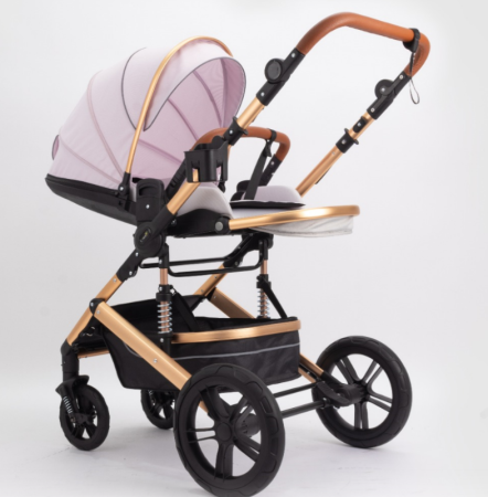 Carucior copii, 0-36 luni, Cu suspensii, Maner reversibil, Orginal L-Sun, Husa picioare detasabila, Pink [2]