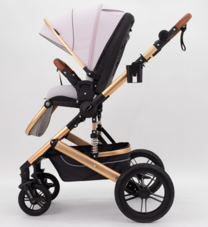 Carucior copii, 0-36 luni, Cu suspensii, Maner reversibil, Orginal L-Sun, Husa picioare detasabila, Pink [3]