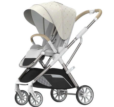 Pentru bebe - Carucior copii, 0-36 luni, sarcina maxima 22 kg, Landou reversibil, Colectie Lux, Alb unt