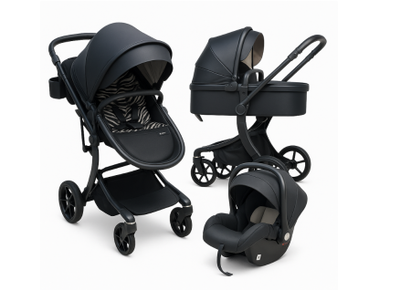 Carucior 3 in 1 - Carucior copii, 3 in 1, colectia Luxury, Negru