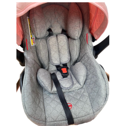 Carucior copii, 3 in 1, Cu 3 piese distincte, suspensie pe roata, reversibil, Roz [8]