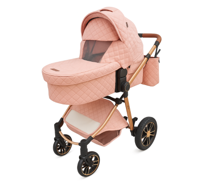 Carucior copii, 3 in 1, Cu 3 piese distincte, suspensie pe roata, reversibil, Roz [1]