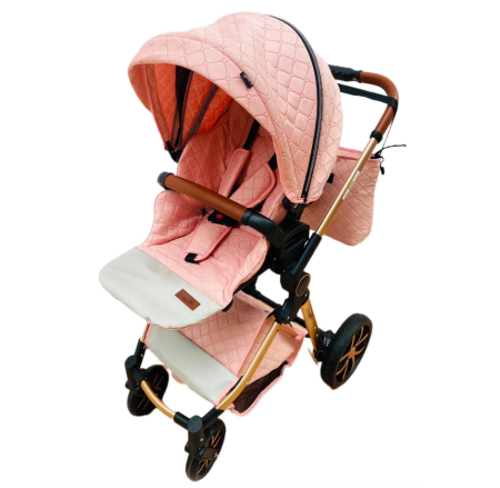 Carucior copii, 3 in 1, Cu 3 piese distincte, suspensie pe roata, reversibil, Roz [4]