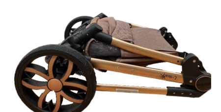 Carucior copii, 3 in 1 ,Cu 3 piese distincte, suspensie pe roata, reversibil, bej [7]