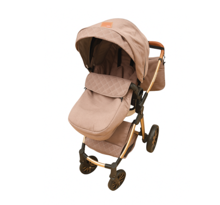 Carucior copii, 3 in 1 ,Cu 3 piese distincte, suspensie pe roata, reversibil, bej [5]