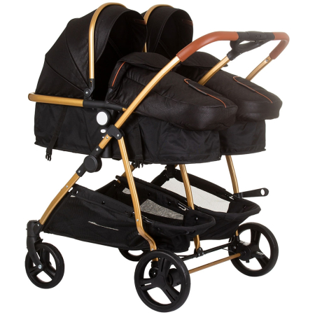 Pentru bebe - Carucior gemeni Chipolino Duo Smart 2 in 1 obsidian gold