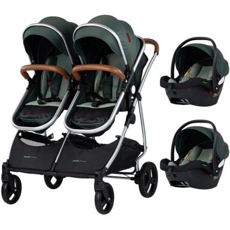 Carucioare - Carucior gemeni Chipolino Duo Smart 3 in 1 basil