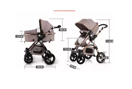 Carucior multifunctional 3 in 1, Dubla suspensie, Modul scoica inclus, Maner reversibil si telescopic, Parasolar cu piele, Saltea de infasat,  Gri [8]