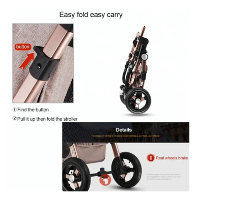 Carucior multifunctional 3 in 1, Dubla suspensie, Modul scoica inclus, Maner reversibil si telescopic, Parasolar cu piele, Saltea de infasat,  Gri [2]