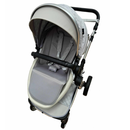 Carucior multifunctional 3 in 1, Forma anatomica, Suspensie dubla si Geanta scutece, Gri [2]