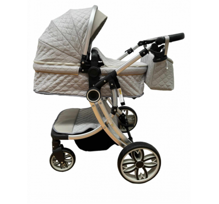 Carucior multifunctional 3 in 1, Forma anatomica, Suspensie dubla si Geanta scutece, Gri [5]