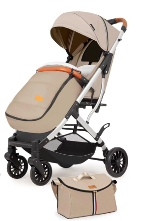 Carucior sport, tip troler, Cu husa de iarna, Geanta pentru scutece, Roti cauciuc, Strangere ultracompacta, Bej [2]