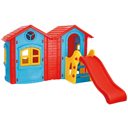 Birou copii - Casuta cu tobogan pentru copii Pilsan Double Happy House blue