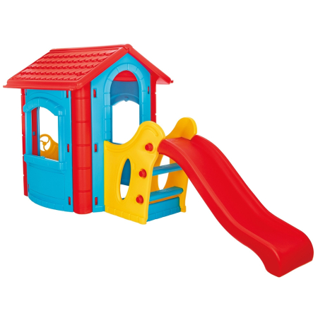 Birou copii - Casuta cu tobogan pentru copii Pilsan Happy House blue