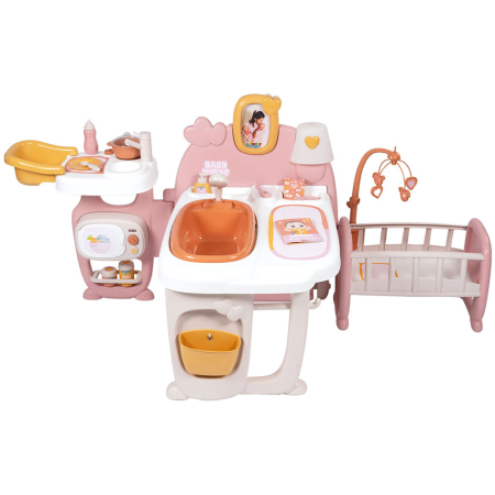 bubu-still.ro - Centru de ingrijire pentru papusi Smoby Baby Nurse Large Doll`s Play Center cu 18 accesorii