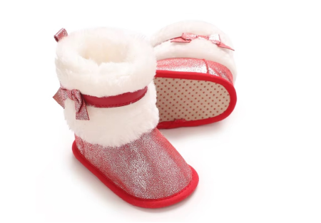 Cizmulite pentru bebelusi, rosu sidefat [2]