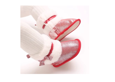 Cizmulite pentru bebelusi, rosu sidefat [4]