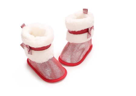 Cizmulite pentru bebelusi, rosu sidefat [3]