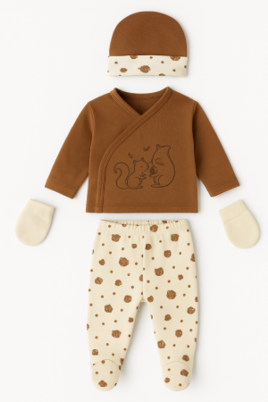 Costumase vara-primavara - Costumas 5 piese, 0-3 luni, Veverita