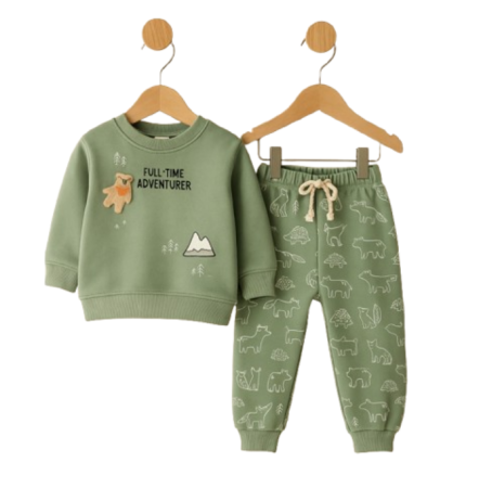 Haine bebe baietei - Costumas copii, trening, Ursulet, Green