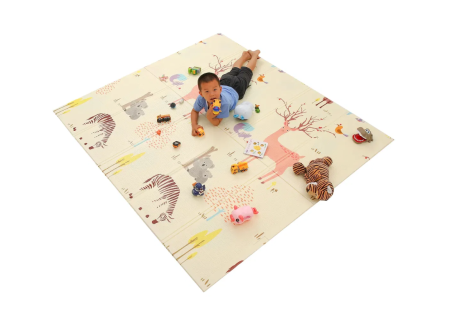 Covor de joaca bebelusi, cu doua fete, pliabil, animalute, 150×200 cm [2]