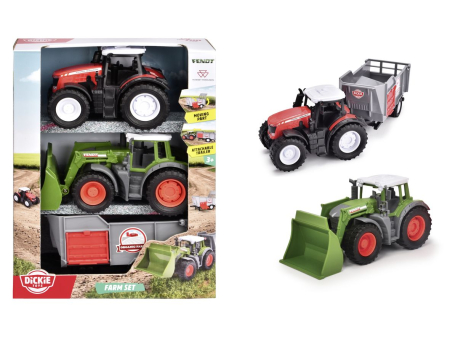 Jucarii - DICKIE TOYS FENDT SET FERMA 2 TRACTOARE SI REMORCA 15CM