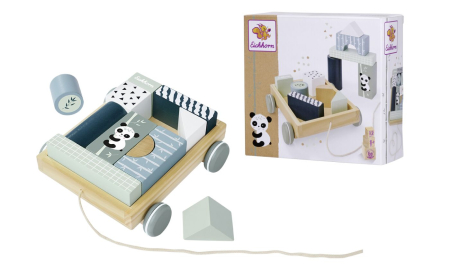 Jucarii - EICHHORN JUCARIE DE TRAS REMORCA DE CONSTRUCTII DIN LEMN 18CM