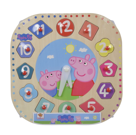 Jucarii - EICHORN PEPPA PIG CEAS DE INVATARE DIN LEMN 25CM